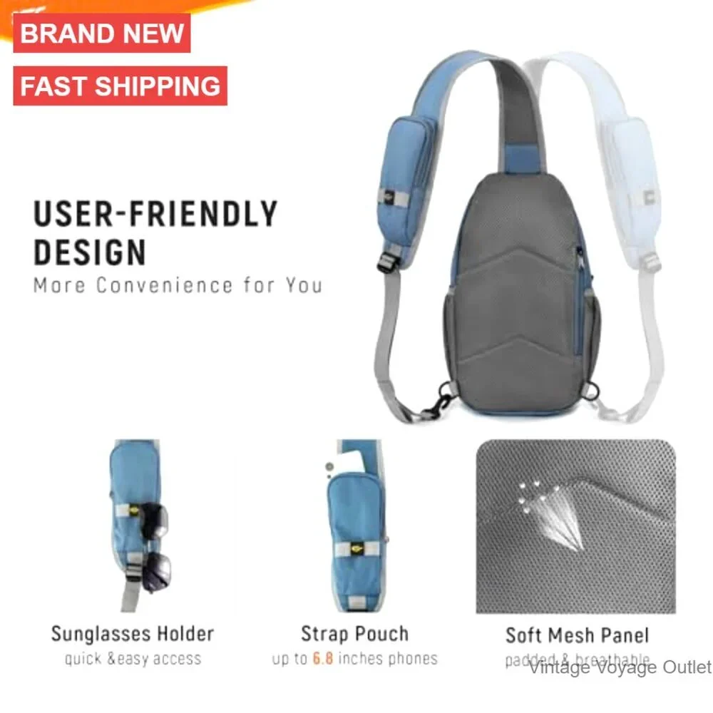 Recycled RFID Sling Bag with Anti-Theft Features, Holds 11-Inch Tablet